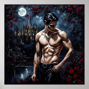 Affiche Roses par Moonlight gothique Vampire Portrait Art