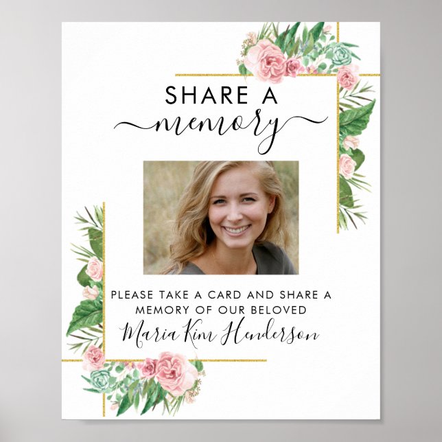 Affiche Roses Partager une carte mémoire des funérailles (Devant)