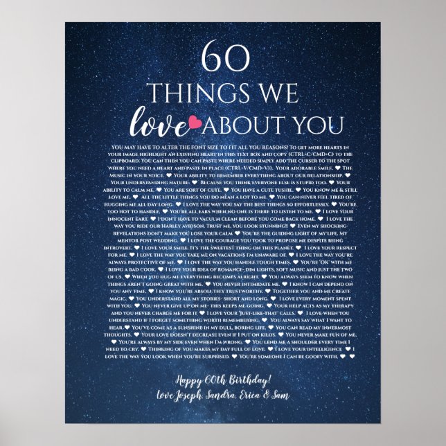 Affiche Roses raisons pour lesquelles nous t'aimons 60 cho (Devant)