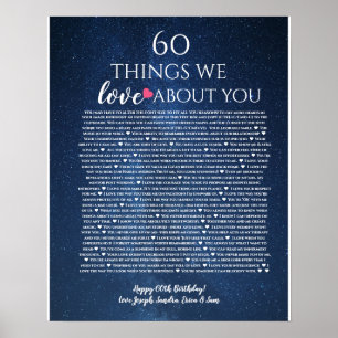 Affiche Roses raisons pour lesquelles nous t'aimons 60 cho