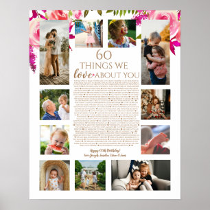 Affiche Roses raisons pour lesquelles nous vous aimons 60