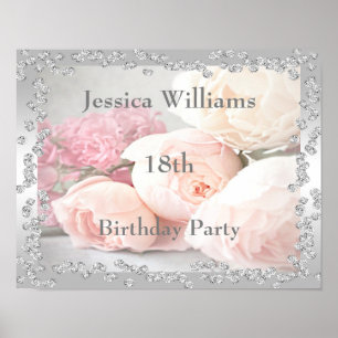 Affiche Roses romantiques et diamants 18e