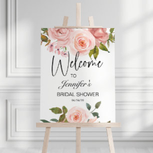 Affiche Roses Rose Pâle Élégant Shower de Mariage Floral