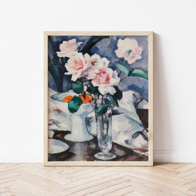 Affiche Roses roses dans un vase de verre | Samuel John Pe (Créateur téléchargé)