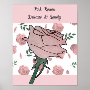 Affiche Roses roses- Délicates et adorables