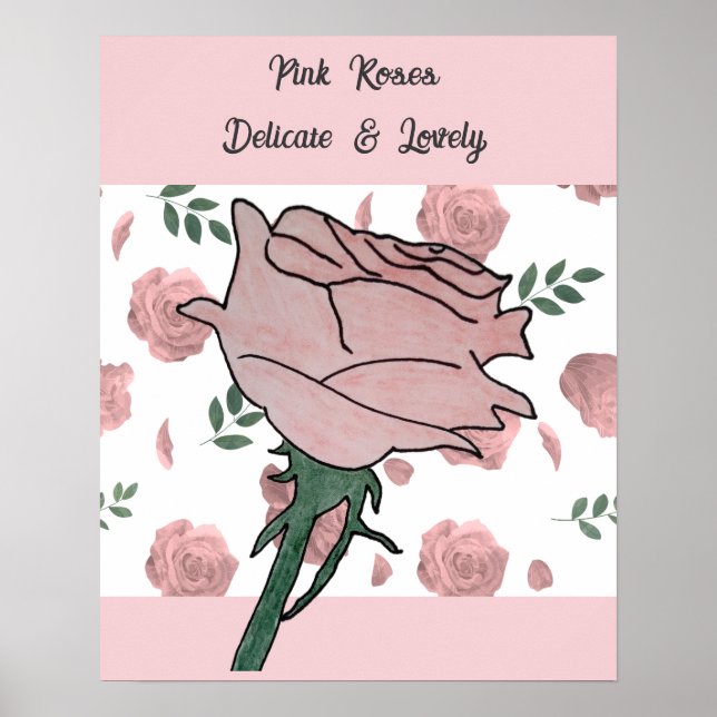 Affiche Roses roses- Délicates et adorables (Devant)