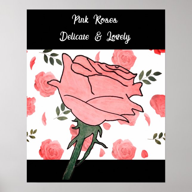 Affiche Roses roses- Délicates et adorables (Devant)