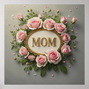 Affiche Roses roses élégantes pour maman le jour de la Mèr