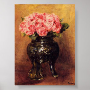 Affiche Roses roses en Chine Vase - Renoir