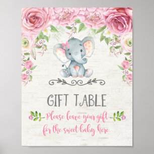 Affiche Roses roses roses Bébé Eléphant Table Cadeau Panne