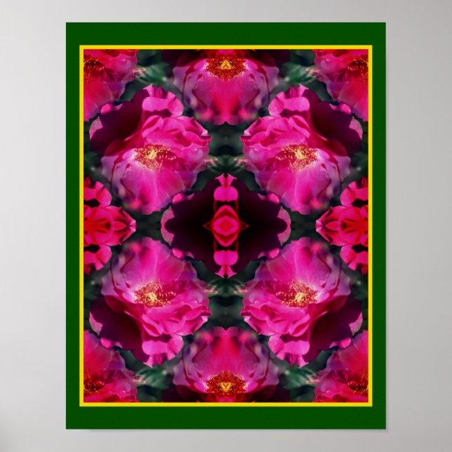Affiche Roses roses roses Florales Art Abstrait (Devant)
