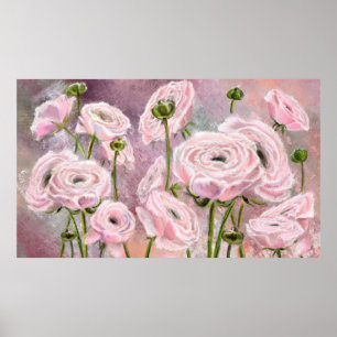 Affiche Roses roses - Spécial Pour Vous - Peinture origina