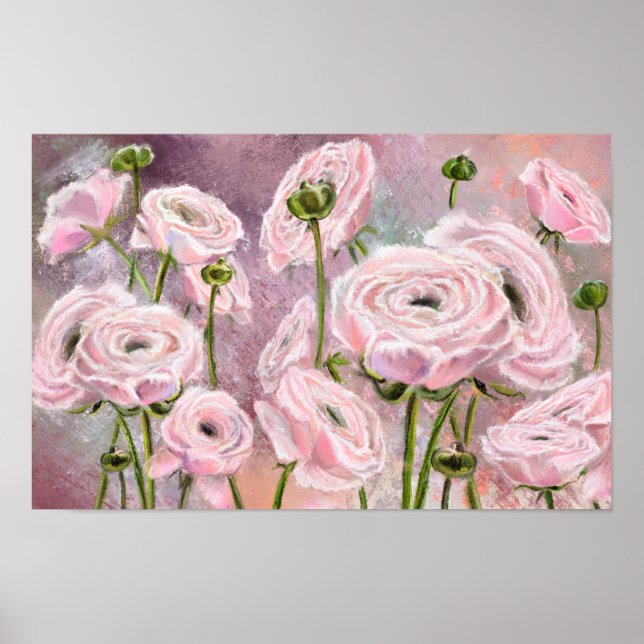 Affiche Roses roses - Spécial pour vous - Peinture origina (Devant)