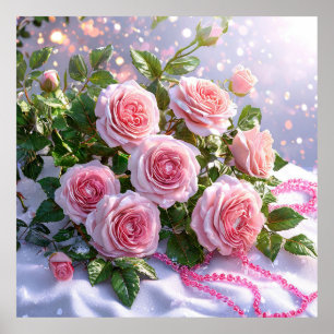 Affiche Roses roses tendres