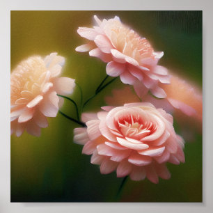 Affiche Roses roses tendres et légères