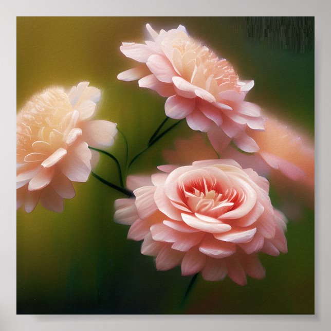 Affiche Roses roses tendres et légères (Devant)