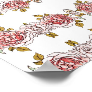 Affiche Roses roses vintages