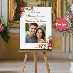 Affiche Roses Rouges 1ère Noces de Mariage Photo de Bienve