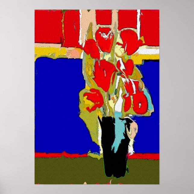 Affiche Roses rouges Abstraites (Devant)