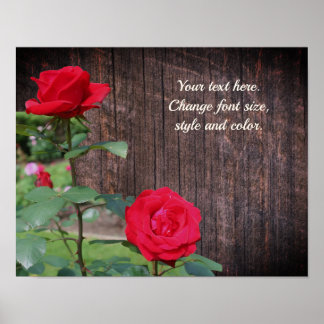 Affiche Roses rouges Ajouter votre texte personnalisé