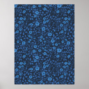 Affiche Roses sauvages en bleu