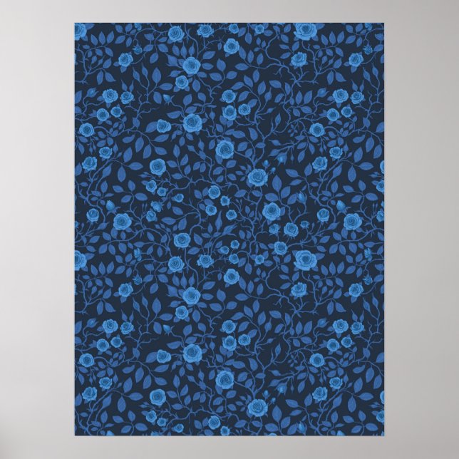 Affiche Roses sauvages en bleu (Devant)