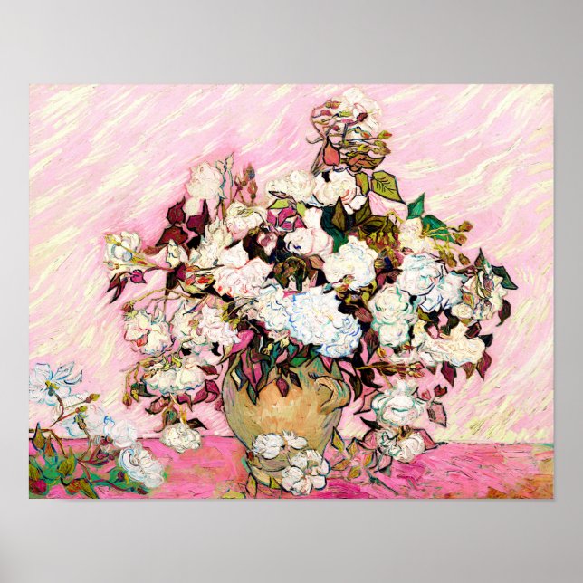 Affiche Roses vintages dans un vase, Van Gogh (Devant)