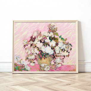 Affiche Roses vintages dans un vase, Van Gogh