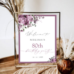 Affiche Roses Violettes Élégantes pour Anniversaire de Tou