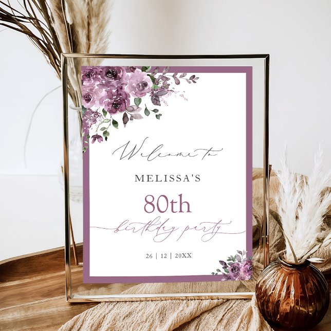 Affiche Roses Violettes Élégantes pour Anniversaire de Tou (Créateur téléchargé)