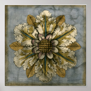 Affiche Rosette décorative Demask sur Arrière - plan gris