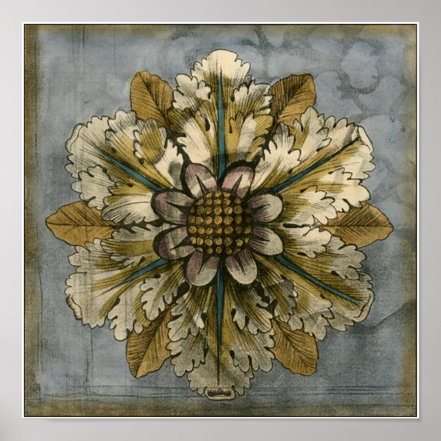 Affiche Rosette décorative Demask sur Arrière - plan gris (Devant)