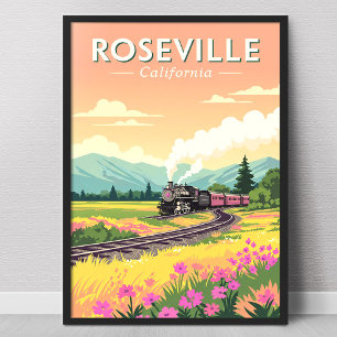 Affiche Roseville Californie vintage