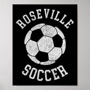 Affiche Roseville Soccer Rétro Détresse 90's Vintage