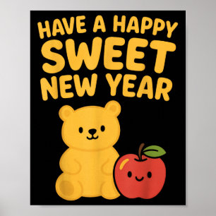 Affiche Rosh Hashanah Bonne Année Sucrée Chéri Ours Jewi