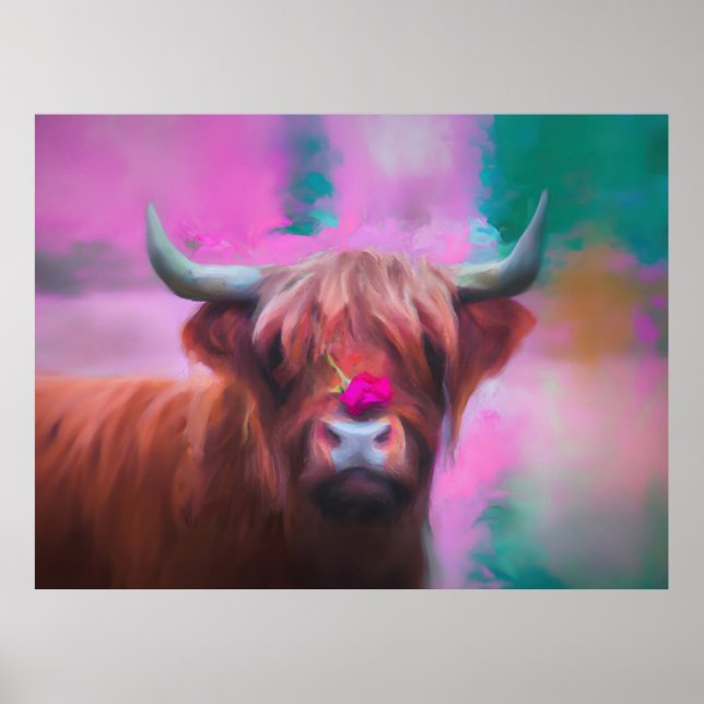 Affiche "Rosie des Highlands" – Portrait de vache des High (Devant)