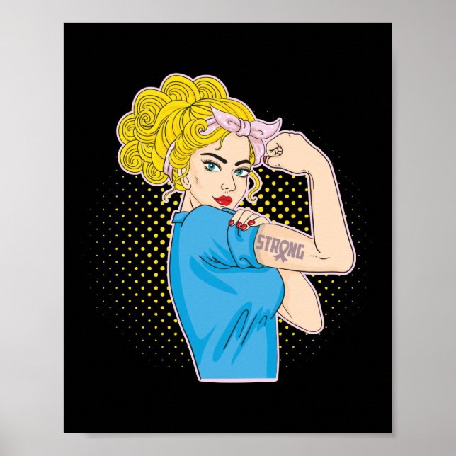 Affiche Rosie forte Le Riveter Sensibilisation au cancer d (Devant)
