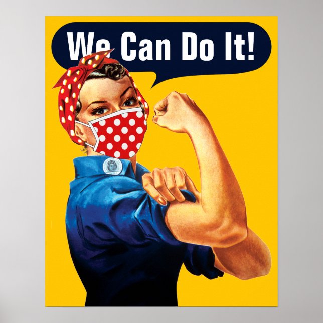 Affiche Rosie Le Riveter Avec Masque - Ajoutez Votre Propr (Devant)