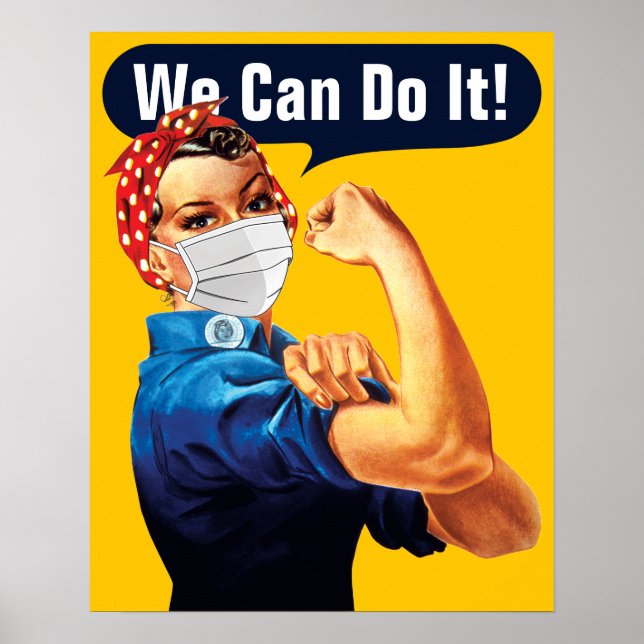 Affiche Rosie Le Riveter Avec Masque - Ajoutez Votre Propr (Devant)