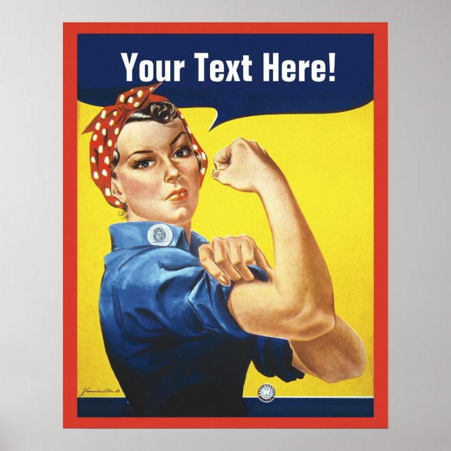 Affiche Rosie Riveter avec texte personnalisable (Devant)