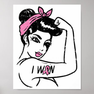 Affiche Rosie Riveter J'Ai Gagné Sensibilisation Cancer Du