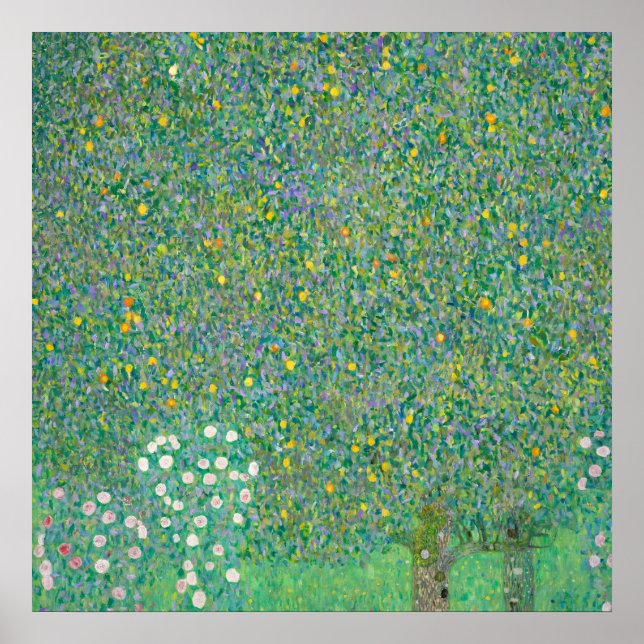 Affiche Rosiers sous les arbres par Gustav Klimt (Devant)
