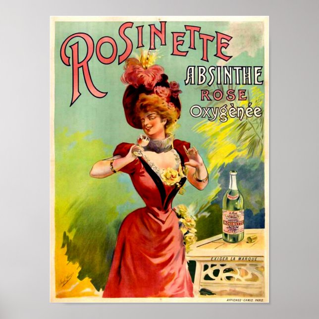 Affiche Rosinette Absinthe Rose Oxygénée Art Vintage (Devant)