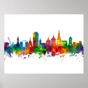 Affiche Rostock Allemagne Skyline