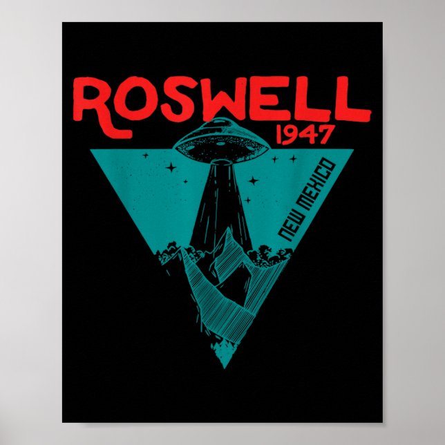 Affiche Roswell New Mexico 1947 Ufo Beam Flying Road Vinta (Devant)