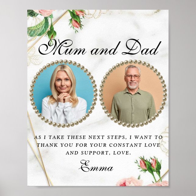 Affiche Rosy Blush Parents of the Bride Merci Cadeau (Devant)