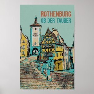 Affiche Rothenburg médiévale ob der Tauber, Bavière