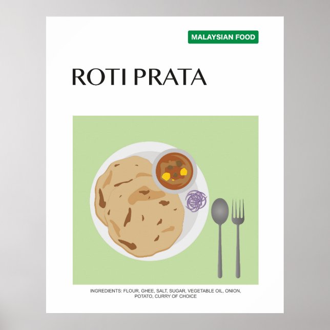 Affiche Roti Prata, Malaisie Travel Food Wall Art (Devant)