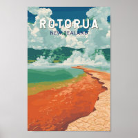 Rotorua Nouvelle-Zélande Illustration Voyage Art R