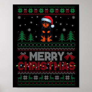 Affiche Rottweiler Amoureux de les chiens Santa Hat Christ
